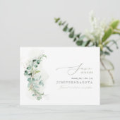 PixDezines Waterverf Eucalyptus Wreath Greenery Save The Date (Staand voorkant)