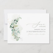 PixDezines Waterverf Eucalyptus Wreath Greenery Save The Date (Voorkant)