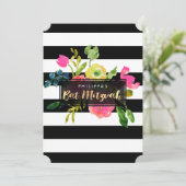 PixDezines waterverf/florale/stripes bat mitzvah Kaart (Staand voorkant)