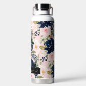 PixDezines Waterverf Flowers Blush Navy Waterfles (Achterkant)