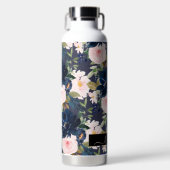 PixDezines Waterverf Flowers Blush Navy Waterfles (Voorkant)