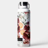 PixDezines Waterverf Flowers Marsala Red Roses Waterfles (Achterkant)