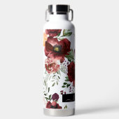 PixDezines Waterverf Flowers Marsala Red Roses Waterfles (Voorkant)