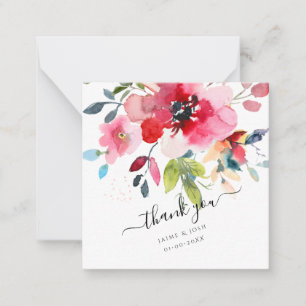 PixDezines Waterverf Flowers Ombre Red Roses Notitiekaartje