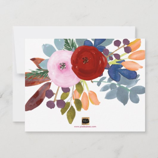 PixDezines Waterverf Flowers Sla de datum op Save The Date (Achterkant)