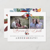 PixDezines Waterverf Flowers Sla de datum op Save The Date (Voorkant / Achterkant)