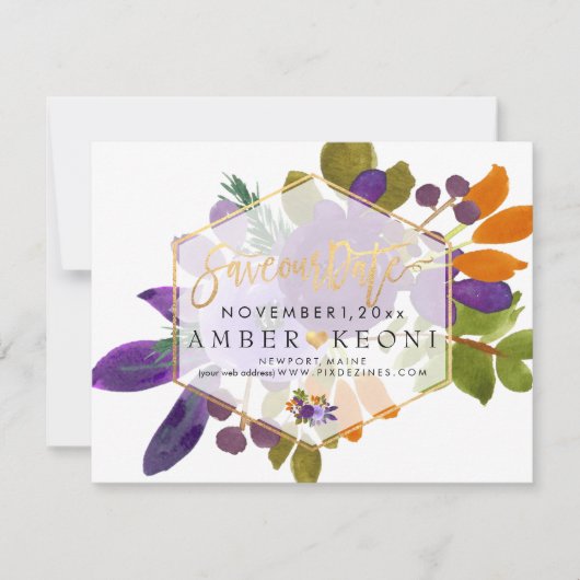 PixDezines Waterverf Flowers Sla de datum op Save The Date (Voorkant)
