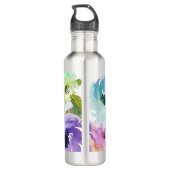 PixDezines Waterverf Flowers/Water Roos Waterfles (Achterkant)