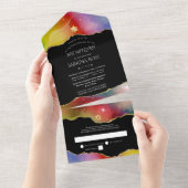 PixDezines Waterverf Galaxy Agate Bat Mitzvah All In One Uitnodiging (Afscheurbaar)