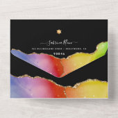 PixDezines Waterverf Galaxy Agate Bat Mitzvah All In One Uitnodiging (Achterkant)