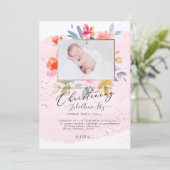 PixDezines Waterverf Garden Rozen Christening Kaart (Staand voorkant)