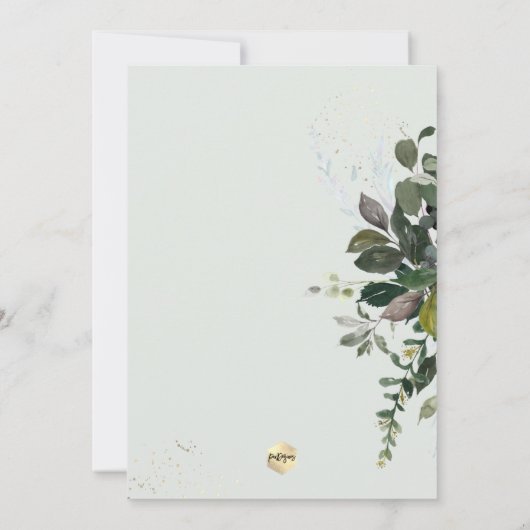 PixDezines Waterverf Greenery Christening Kaart (Achterkant)