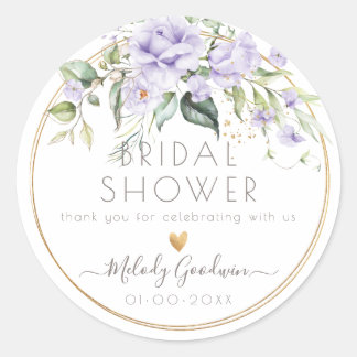 PixDezines Waterverf Lila Paarse Rozen Ronde Sticker