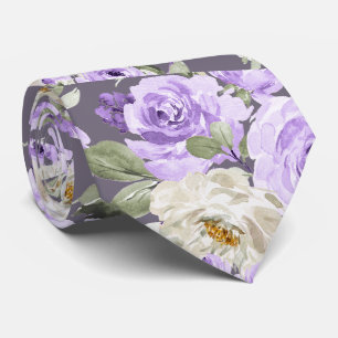 PixDezines Waterverf Lilac Paarse Rozen Stropdas
