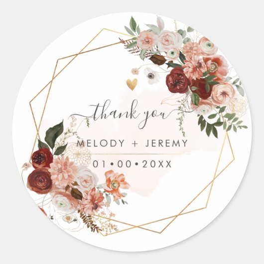 PixDezines Waterverf Marsala Red Autumn Love Note Ronde Sticker (Voorkant)