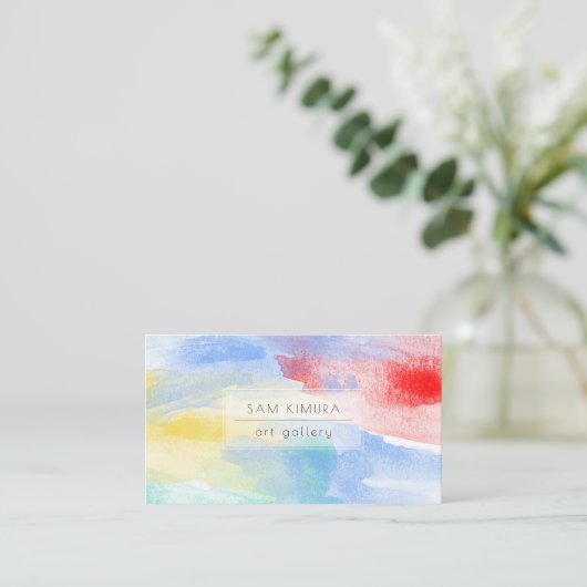PixDezines Waterverf Modern Waves, Pastel Visitekaartje (Staand voorkant)