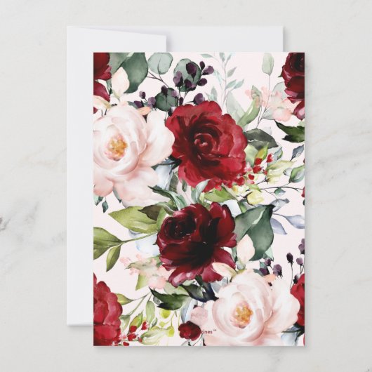 PixDezines Waterverf Passionate Blooms Wedding Kaart (Achterkant)