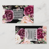 PixDezines Waterverf Peonies Blush Burgundy Visitekaartje (Voorkant / Achterkant)