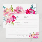 PixDezines Waterverf Peonies Recipe Kaart (Voorkant / Achterkant)