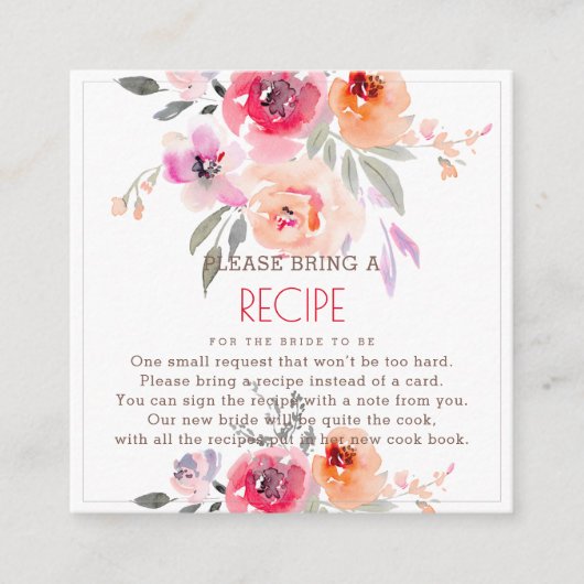 PixDezines Waterverf Peonies Recipe Request Enclo Informatiekaartje (Voorkant)