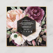 PixDezines Waterverf Peonies Square Visitekaartje (Achterkant)