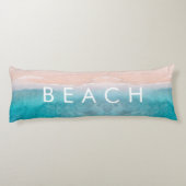 PixDezines waterverf PINK SAND BEACH Lichaamskussen (Achterkant)