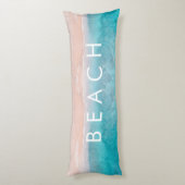 PixDezines waterverf PINK SAND BEACH Lichaamskussen (Achterkant (Verticaal))