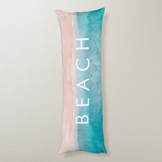 PixDezines waterverf PINK SAND BEACH Lichaamskussen (Achterkant (Verticaal))