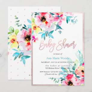 PixDezines Waterverf, Roze Ranunculus Baby Shower Kaart