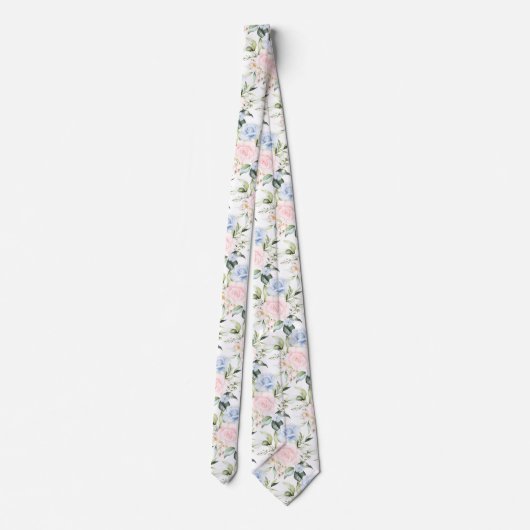 PixDezines Waterverf Rozen Blush Blue Stropdas (Achterkant)