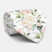 PixDezines Waterverf Rozen Blush Cream Stropdas (Opgerold)