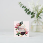 PixDezines Waterverf Rustic Bloom Vierkante Visitekaartje (Staand voorkant)
