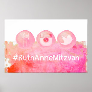 PixDezines Waterverf Social Media Hashtag teken Poster