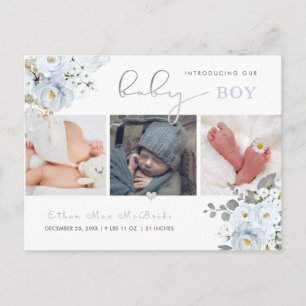 PixDezines Waterverf Stof Blauwe Rozen Briefkaart