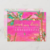 PixDezines Waterverf Strand Opslaan Datum Foto Aankondigingskaart (Voorkant / Achterkant)