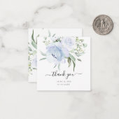 PixDezines Waterverf Stusty Blue Rozen Dank u Notitiekaartje (Voorkant / Achterkant in situ)