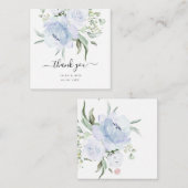 PixDezines Waterverf Stusty Blue Rozen Dank u Notitiekaartje (Voorkant / Achterkant)