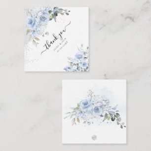 PixDezines Waterverf Stusty Blue Rozen Dank u wel Notitiekaartje