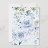 PixDezines Waterverf Stusty Blue Rozen Wedding Kaart (Achterkant)