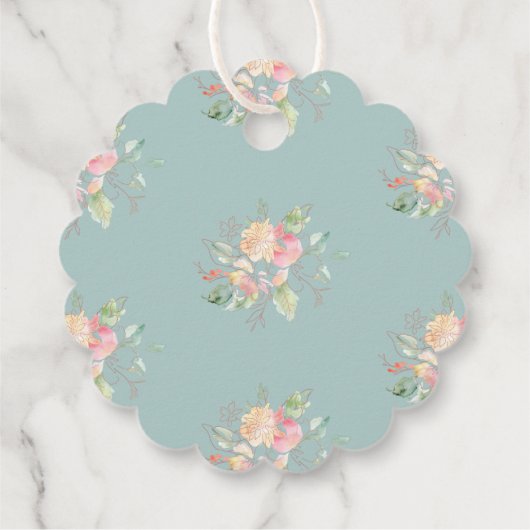 PixDezines Waterverf Sweet Pea krans Dank u Bedankjes Labels (Achterkant)