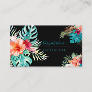 PixDezines Waterverf Tropische Bloemen Loof Visitekaartje