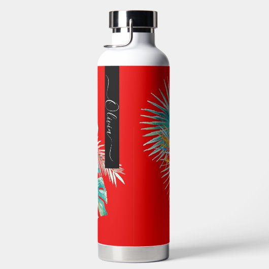 PixDezines Waterverf Tropische paradise Flowers Waterfles (Rechts)