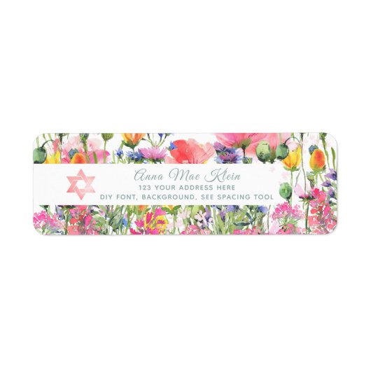 PixDezines Waterverf Wild Flowers Meadow Etiket (Voorkant)