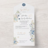 PixDezines Waterverf Winter Dusty Blue Cotton All In One Uitnodiging (Binnen)