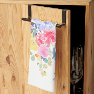 PixDezines Waterverf Zomer Bloemen Theedoek