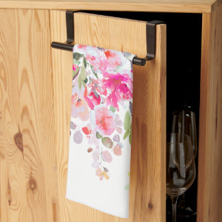 PixDezines Waterverf Zomer Bloemen Theedoek