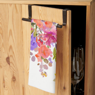 PixDezines Waterverf Zomer Bloemen Theedoek