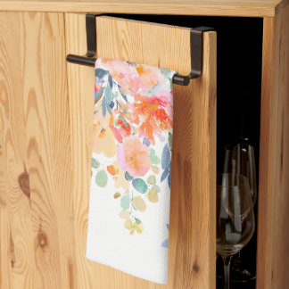 PixDezines Waterverf Zomer Bloemen Theedoek
