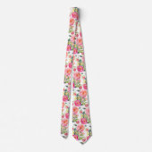 PixDezines Waterverf Zomerpioenen Stropdas (Achterkant)