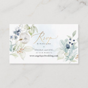PixDezines Web RSVP Dusty Blue Winter Cotton Informatiekaartje